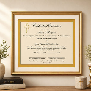 Elegantes Gold-Ältesten-Urkunde zur Ordination