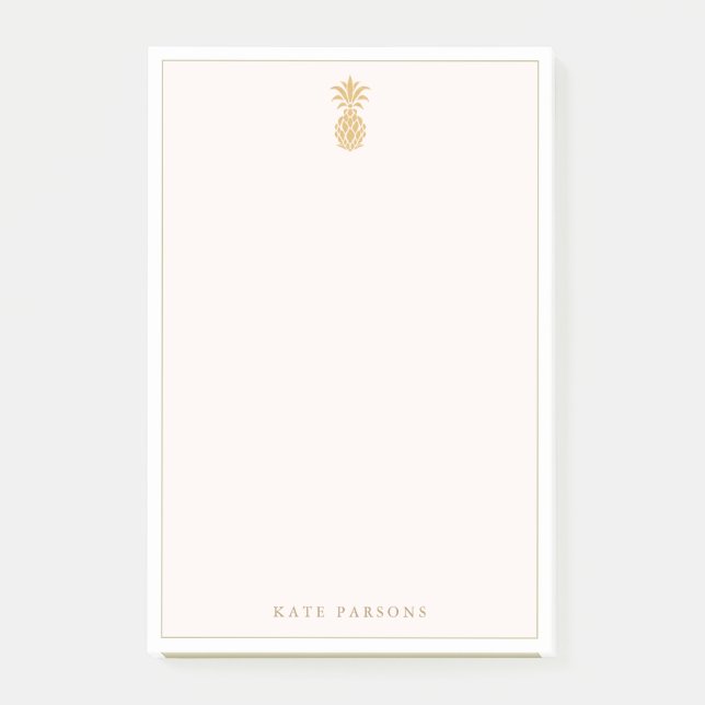 Elegantes Gold Ananas Notepad Post-it Klebezettel (Vorderseite)