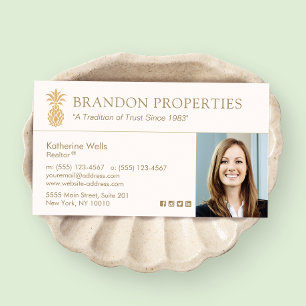 Elegantes Gold Ananas Real Anwesen Agent Foto Bu Visitenkarte