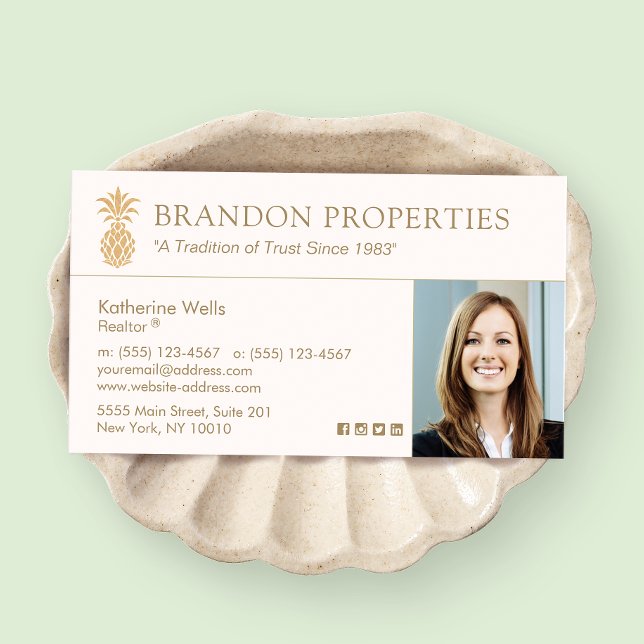 Elegantes Gold Ananas Real Anwesen Agent Foto Bu Visitenkarte (Von Creator hochgeladen)