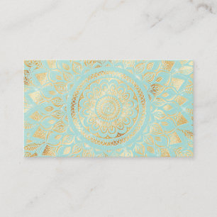 Elegantes Gold Aquamarines Mandala Visitenkarte