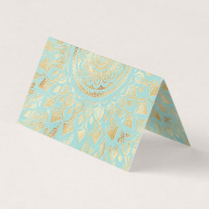 Elegantes Gold Aquamarines Mandala Visitenkarten