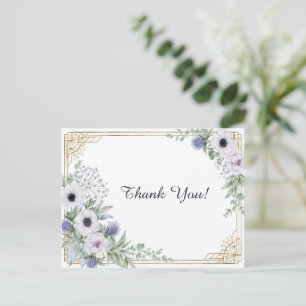 Elegantes Gold Art Deco Botanisches Dankeschön Postkarte