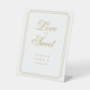 Elegantes Gold Art Deco Love Is Sweet Favor Sockelschild