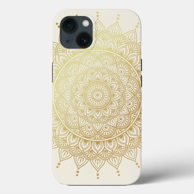 Elegantes Gold auf Cream Floral Henna Mandala Case (Rückseite)