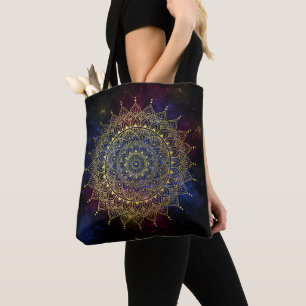 Elegantes Gold auf Dunkelnebel Flora Henna Mandala