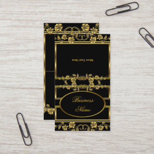 Elegantes Gold auf Gold Schwarz Blumenmuster zum F Visitenkarte