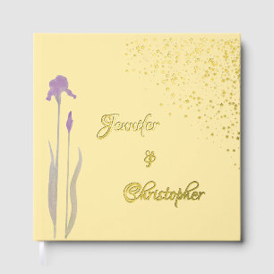 Elegantes Gold Bale Lila Watercolor Iris Wedding Gästebuch