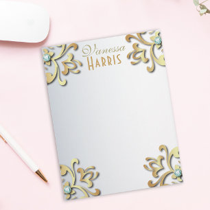 Elegantes Gold Barock Filigree Border on Silver Briefbogen