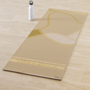 Elegantes Gold Beige Abstrakte Blüte Yogamatte