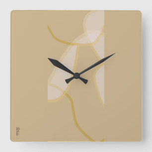 Elegantes Gold Beige Abstraktes Blumenmuster Quadratische Wanduhr