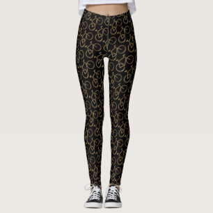Elegantes Gold Bike Muster Radfahrer Leggings
