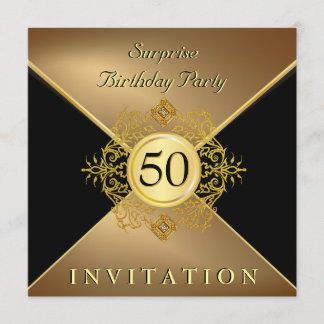 Elegantes Gold Black 50. Geburtstags-Party im Einladung
