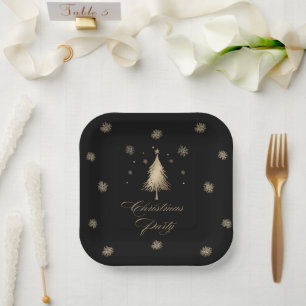 Elegantes Gold Black Christmas Party Dessert Pappteller