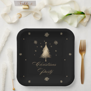 Elegantes Gold Black Christmas Party Pappteller