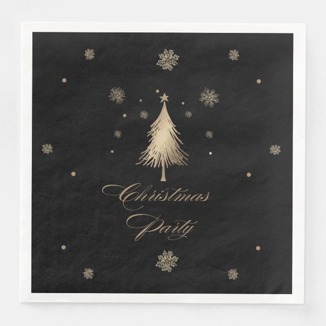 Elegantes Gold Black Christmas Party Serviette (Vorderseite)