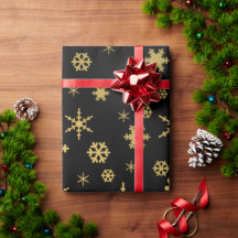 Elegantes Gold & Black Christmas Snowflake Muster
