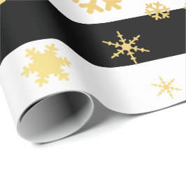 Elegantes Gold & Black Christmas Snowflake Muster Geschenkpapier