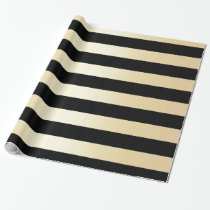 Elegantes Gold & Black Christmas Stripe Muster Geschenkpapier