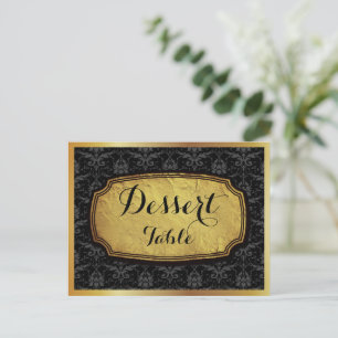 Elegantes Gold Black Damask Tafelschild Postkarte