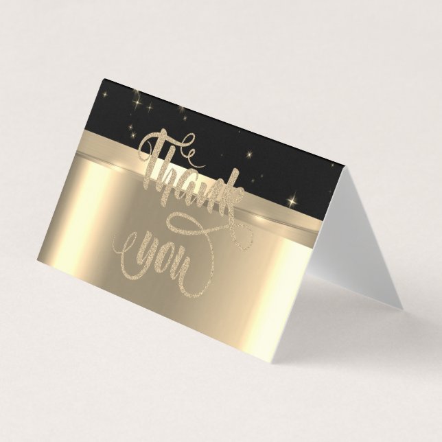 Elegantes Gold, Black Glitzer Dankeschön Card Visitenkarten (Vorderseite)