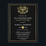 Elegantes Gold & Black Masquerade Sweet 16 Party Einladungspostkarte<br><div class="desc">Elegante Gold & Black Masquerade Sweet 16 Party Postcard Einladungen von Eugene_Designs.</div>