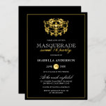 Elegantes Gold & Black Masquerade Sweet 16 Party Folieneinladung<br><div class="desc">Elegante Gold & Black Masquerade Sweet 16 Party Foil Einladungen von Eugene_Designs.</div>