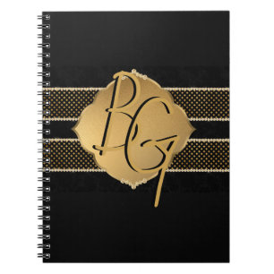 Elegantes Gold Black Monogram Design Notizblock