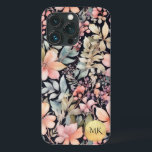 Elegantes Gold Black Pink Floral Watercolor Monogr Case-Mate iPhone Hülle<br><div class="desc">Erhöhen Sie den Stil Ihres Telefons mit unserem eleganten Gold Black Pink Floral Watercolor Monogram Phone Case. Dieses exquisite Design präsentiert zarte Wildblumen, Beeren und Farne in sanften Pastelltönen in Beige, Pfirsichrosa, Rot und aquamarinem Grün auf dunkelschwarzem Hintergrund. Es ist das perfekte Accessoire für das anspruchsvolle und stilvolle Individuum in...</div>