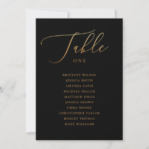 Elegantes Gold & Black Script Seating Chart Einladung