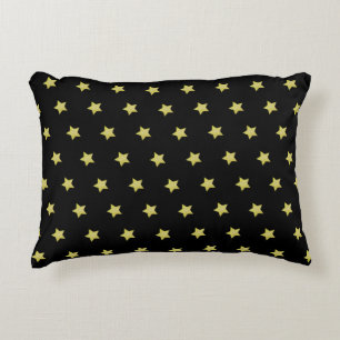 Elegantes Gold & Black Star-Muster Dekokissen