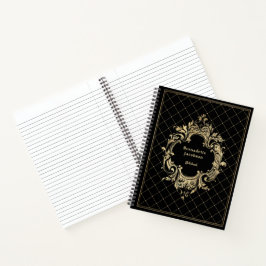 Elegantes Gold Black Vintag  Notizbuch