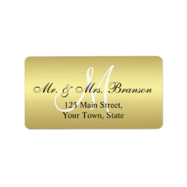 Elegantes Gold Black Wedding Address Labels Monogr Adressaufkleber