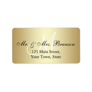 Elegantes Gold Black Wedding Address Labels Monogr Adressaufkleber