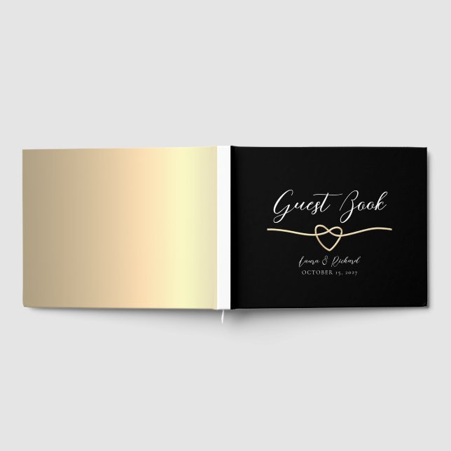 Elegantes Gold Black Wedding Gästebuch (Voll)