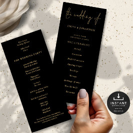 Elegantes Gold Black Wedding Programm