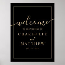 Elegantes Gold & Black Welcome Wedding Poster