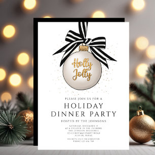 Elegantes Gold Black & White Holiday Dinner Party Einladung