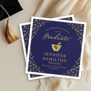 Elegantes Gold  Blaue Apotheken Schulabschlussfeie Serviette