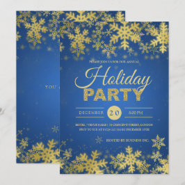 Elegantes Gold & Blue Corporate Weihnachten Party Einladung