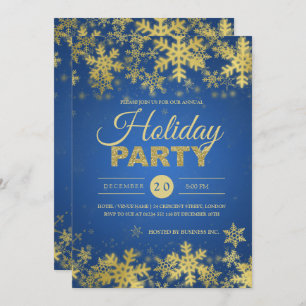 Elegantes Gold & Blue Corporate Weihnachten Party Einladung