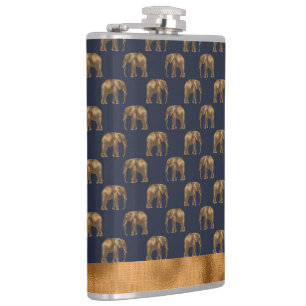 Elegantes Gold Blue Elephant Chic Hübsch Cool Flachmann