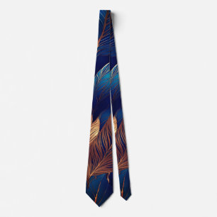 Elegantes Gold Blue Foliage Nature Design Krawatte