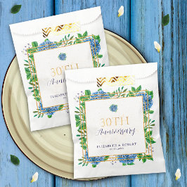 Elegantes Gold Blue Hydrangea Party zum 30. Jubilä Geschenktütchen