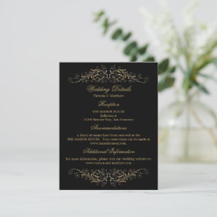 Elegantes Gold Blüh Damask Hochzeitsdetails Einladung