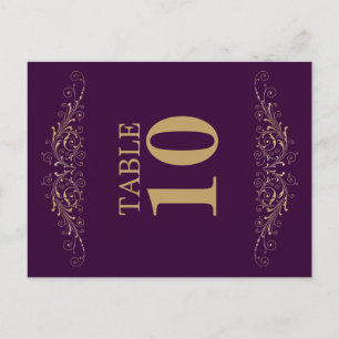Elegantes Gold Blüh Eggplant Tischnummer