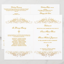 Elegantes Gold Blüh Wedding Program