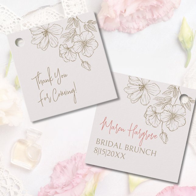 Elegantes Gold Blume Brautparty Vielen Dank Geschenkanhänger (Elegant Gold Flowers Bridal Shower Thank You Favor Tags)