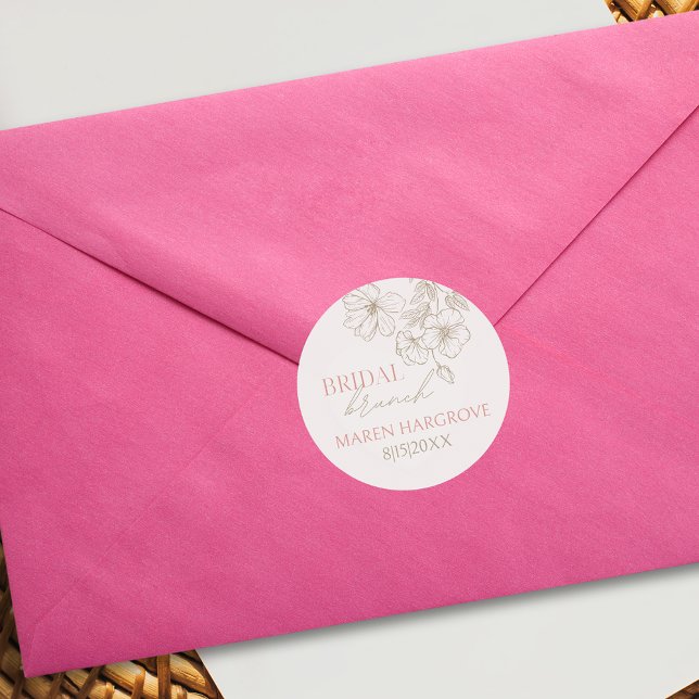 Elegantes Gold Blume Bridal Brunch Brautparty Etiketten (Elegant Gold Flower Bridal Brunch Bridal Shower Labels)