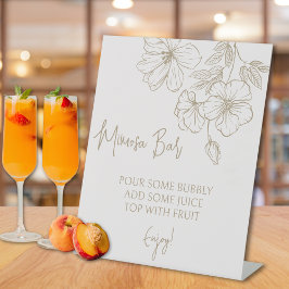 Elegantes Gold Blume Mimosa Brautparty Sockelschild